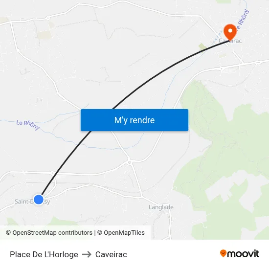 Place De L'Horloge to Caveirac map