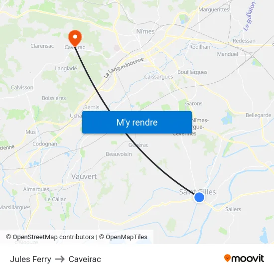 Jules Ferry to Caveirac map