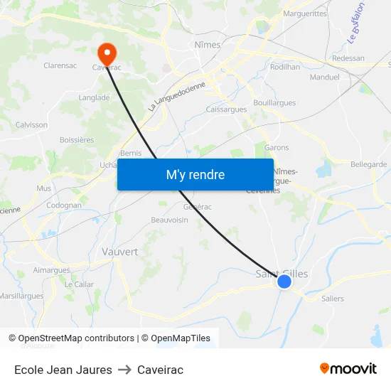 Ecole Jean Jaures to Caveirac map