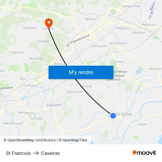 St Francois to Caveirac map