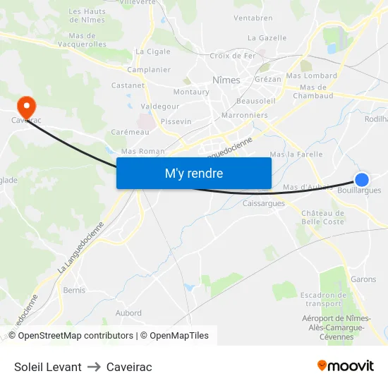 Soleil Levant to Caveirac map