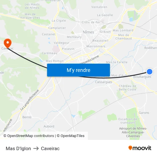 Mas D'Iglon to Caveirac map