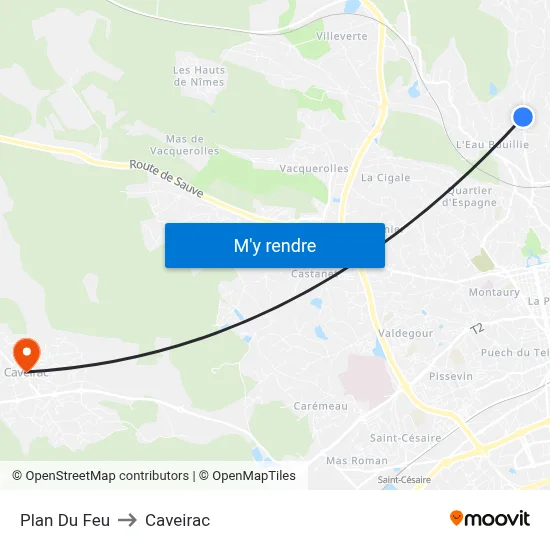 Plan Du Feu to Caveirac map
