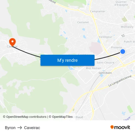 Byron to Caveirac map