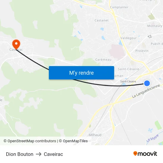 Dion Bouton to Caveirac map