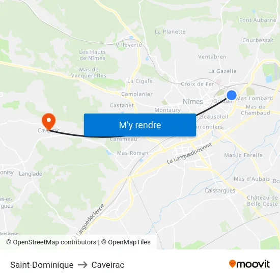 Saint-Dominique to Caveirac map