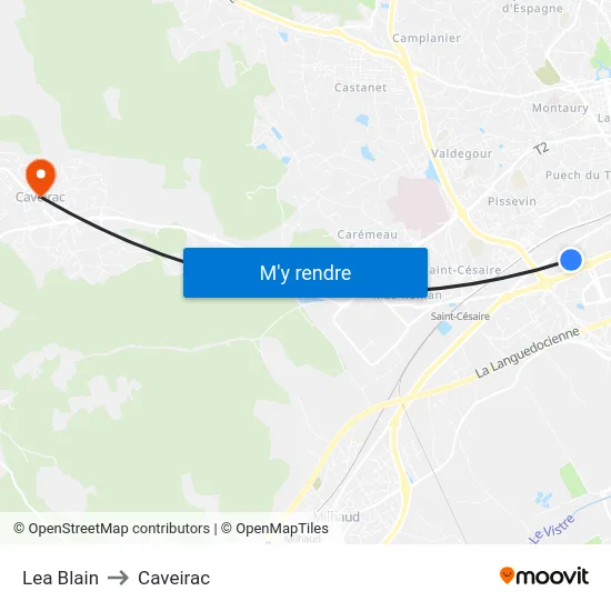 Lea Blain to Caveirac map