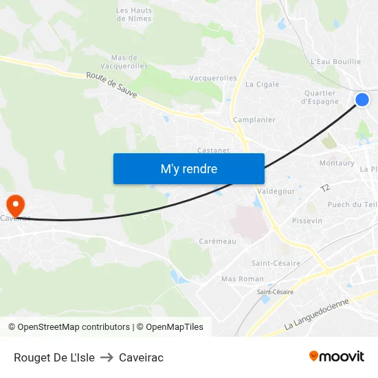 Rouget De L'Isle to Caveirac map
