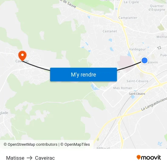 Matisse to Caveirac map