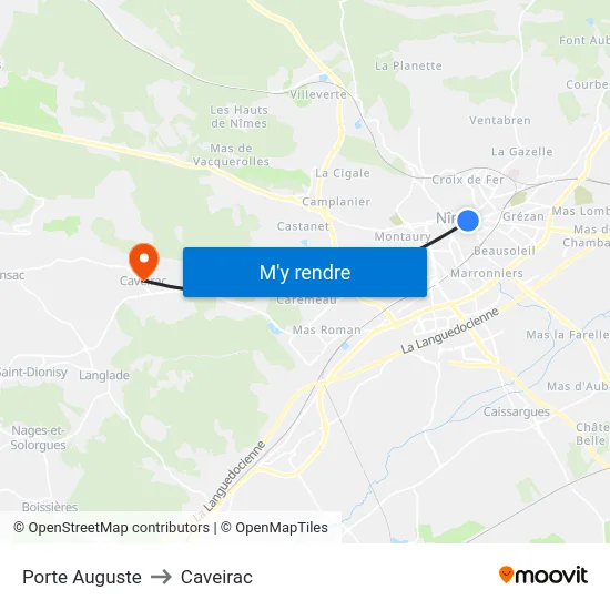 Porte Auguste to Caveirac map