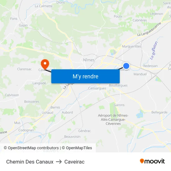 Chemin Des Canaux to Caveirac map