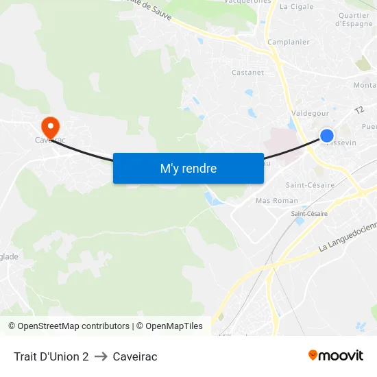 Trait D'Union 2 to Caveirac map