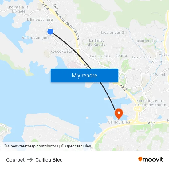 Courbet to Caillou Bleu map