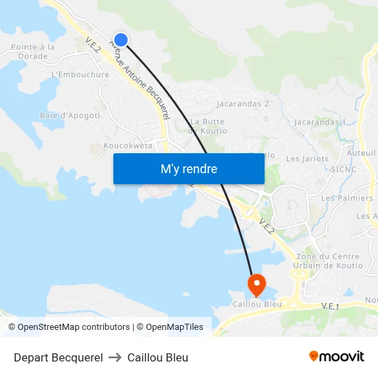 Depart Becquerel to Caillou Bleu map