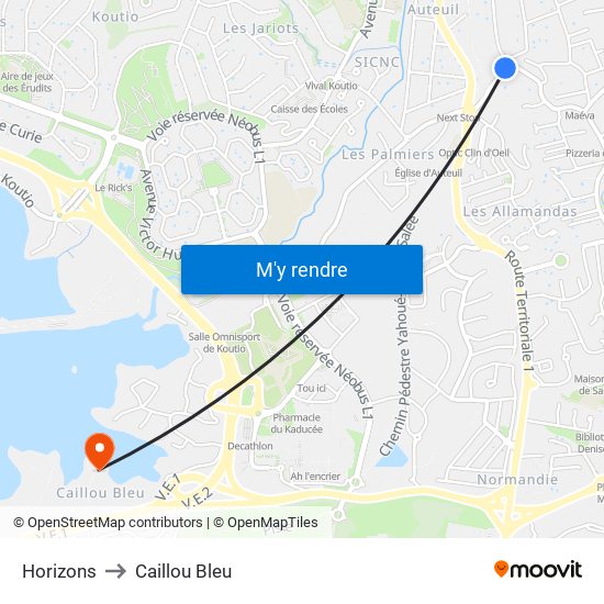 Horizons to Caillou Bleu map