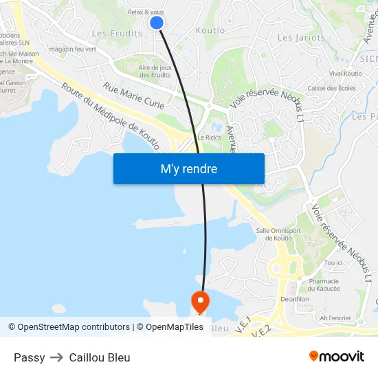 Passy to Caillou Bleu map