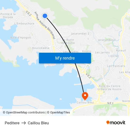 Peditere to Caillou Bleu map