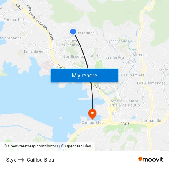 Styx to Caillou Bleu map