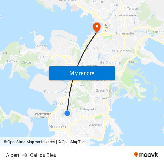 Albert to Caillou Bleu map