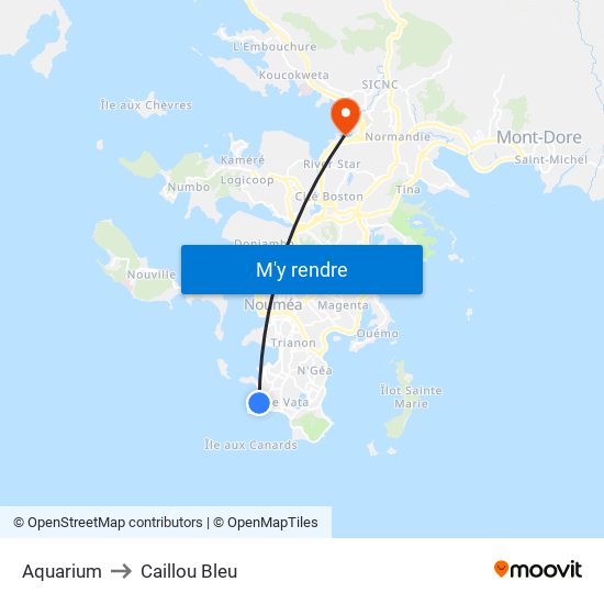 Aquarium to Caillou Bleu map