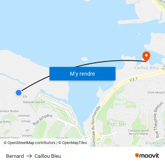 Bernard to Caillou Bleu map