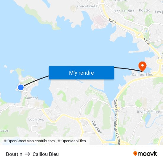 Bouttin to Caillou Bleu map
