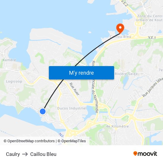 Caulry to Caillou Bleu map