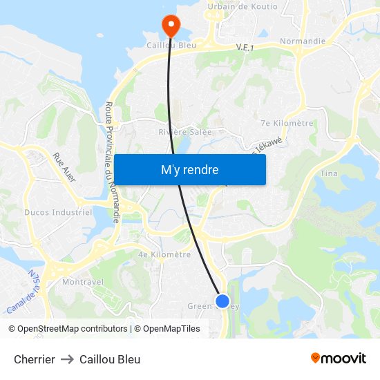 Cherrier to Caillou Bleu map