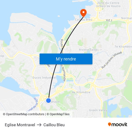 Eglise Montravel to Caillou Bleu map