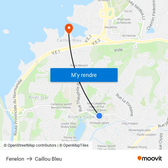 Fenelon to Caillou Bleu map