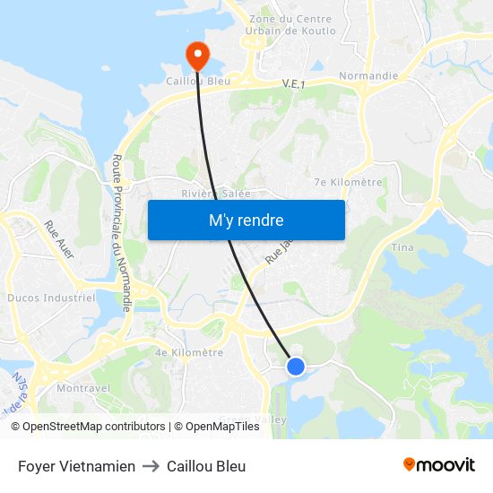 Foyer Vietnamien to Caillou Bleu map