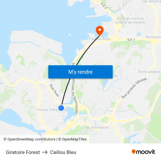 Giratoire Forest to Caillou Bleu map