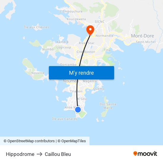 Hippodrome to Caillou Bleu map