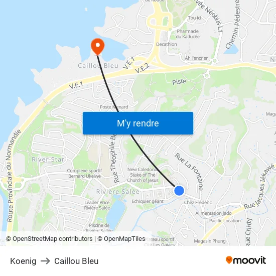 Koenig to Caillou Bleu map