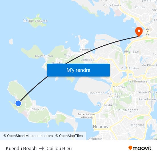 Kuendu Beach to Caillou Bleu map