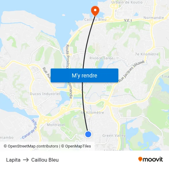 Lapita to Caillou Bleu map