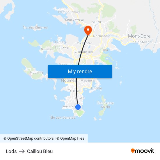 Lods to Caillou Bleu map