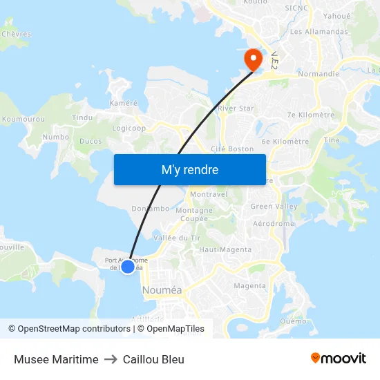Musee Maritime to Caillou Bleu map