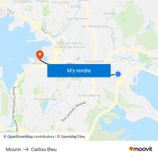 Mourin to Caillou Bleu map