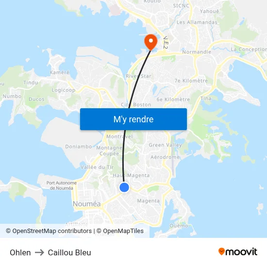 Ohlen to Caillou Bleu map