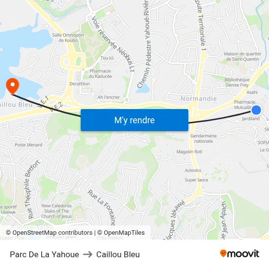 Parc De La Yahoue to Caillou Bleu map