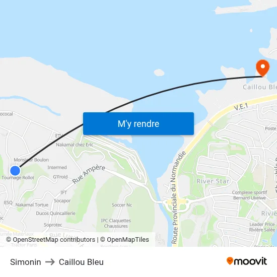 Simonin to Caillou Bleu map