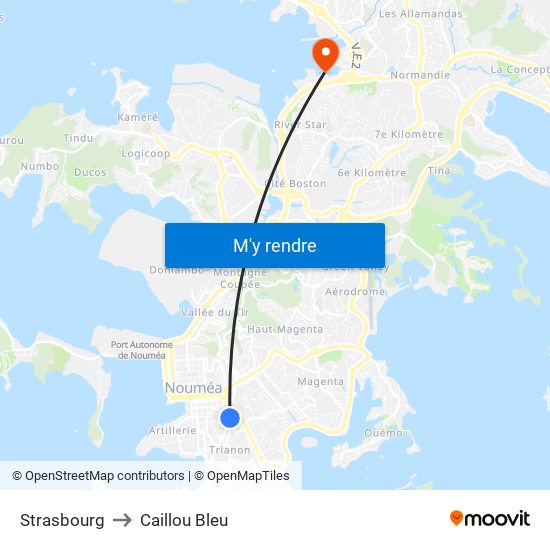 Strasbourg to Caillou Bleu map