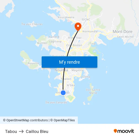 Tabou to Caillou Bleu map