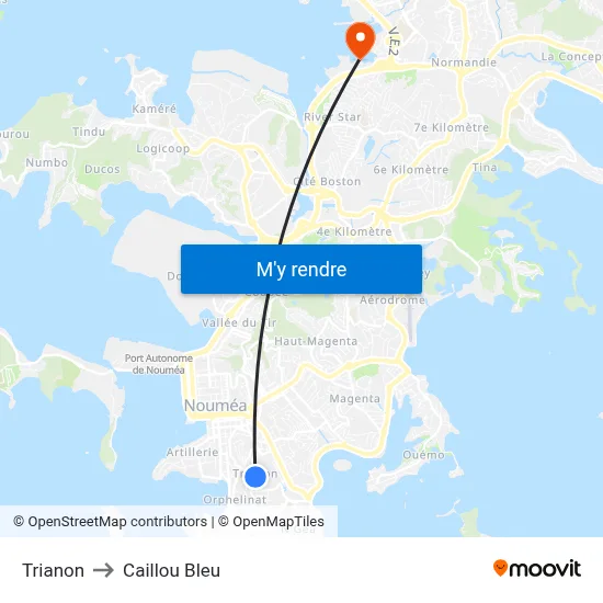 Trianon to Caillou Bleu map