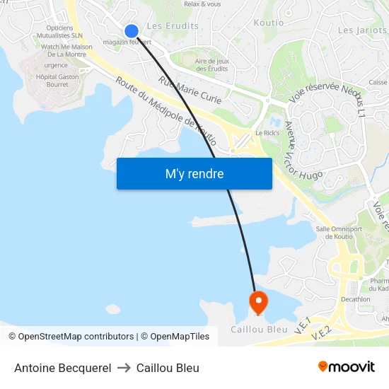 Antoine Becquerel to Caillou Bleu map