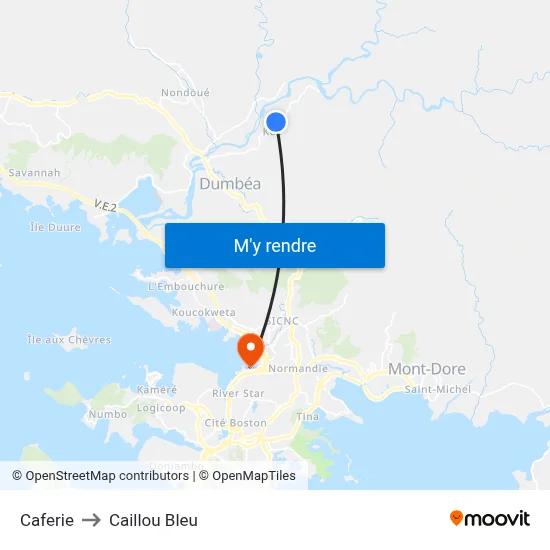 Caferie to Caillou Bleu map