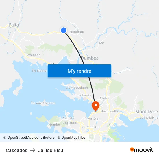 Cascades to Caillou Bleu map