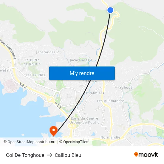 Col De Tonghoue to Caillou Bleu map
