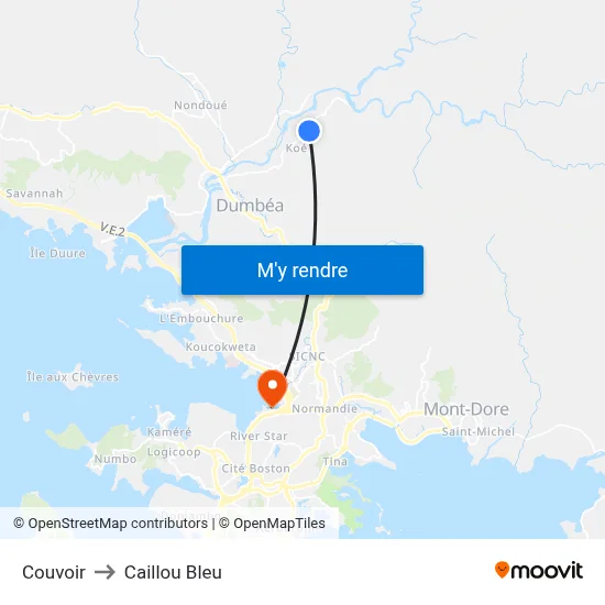 Couvoir to Caillou Bleu map